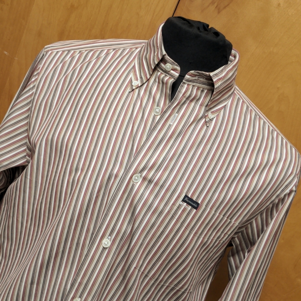 EUC Faconnable Striped Poplin Shirt Medium